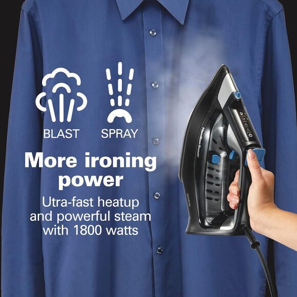 Hamilton Beach Steam Iron 1800W with FabricIQ Touchpad, Auto Shutoff, Stainless - Picture 9 of 9